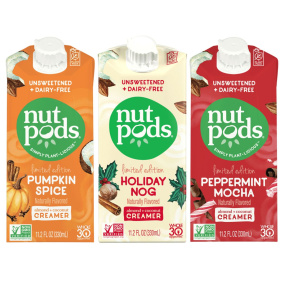 Front of Nutpods Dairy-Free Creamer Winter Collection, 3-pack