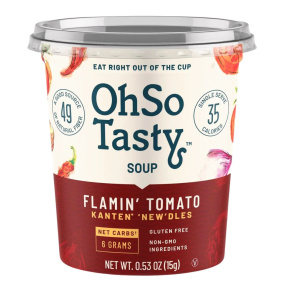 Front of OhSo Tasty Low-Carb Instant Kanten Noodles Flamin' Tomato