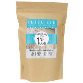 Front of Omega Bun Keto Flaxseed Buns Dry Mix