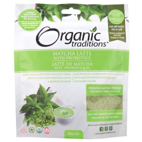 Front of Organic Traditions Matcha Latte With Probiotics, 150g