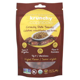 Front of Krunchy Cappriccio Organic Crunchy Date Snack Original