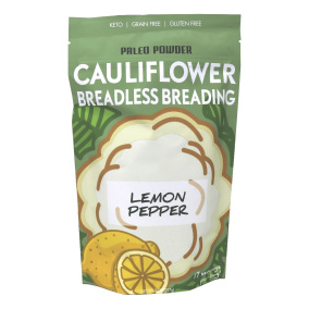 Front of Paleo Powder Cauliflower Breadless Breading Lemon Pepper