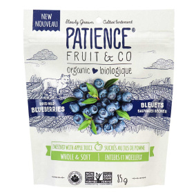 Front of Patience Organic Dried Wild Blueberries, 85g