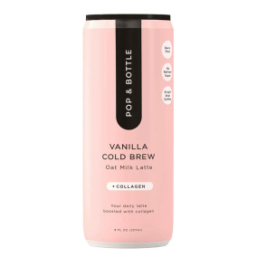 Front of Pop & Bottle Vanilla Cold Brew Oat Milk Latte + Collagen