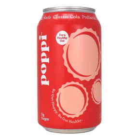 Front of Poppi Prebiotic Soda Classic Cola