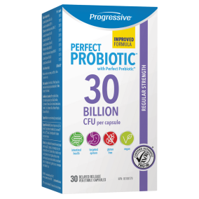 Front of Progressive Perfect Probiotic Delayed-Release 30 Billion CFU, 30 Capsules