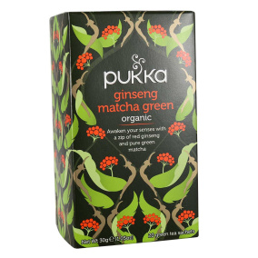 Front of Pukka Ginseng Matcha Green Organic Green Tea, 20 Sachets