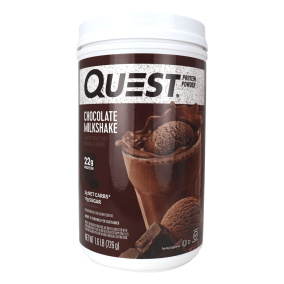 Front of Quest Whey Casein Blend Protein Powder Chocolate Milkshake
