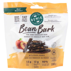 Remix Snacks Bean Bark 70% Dark Chocolate Bark Peach, 100g