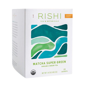 Front of Rishi Tea & Botanicals Organic Green Tea Matcha Super Green, 15 Sachets