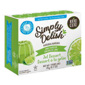 Front of Simply Delish Keto Natural Lime Flavour Jel Dessert, 20g