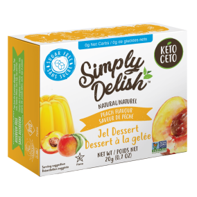 Front of Simply Delish Keto Peach Jel Dessert, 20g
