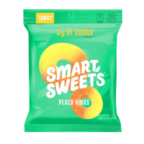 Front of SmartSweets Low-Sugar Peach Rings, 50g