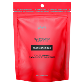 Front of Snackconscious Peanut Butter & Jam Bites, 150g