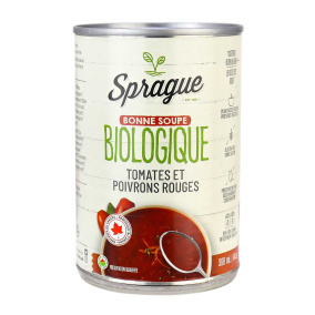 Front of Sprague Organic Tomato Red Pepper Soup, 411g