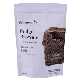 Front of Stellar Eats Grain-Free Fudge Brownie Baking Mix, 296g