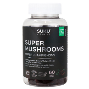 SUKU Vitamins Super Mushrooms Gummies Decaffeinated Espresso, 60 Gummies