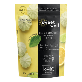 Front of Sweetwell Keto Meringue Bites Lemon, 40g