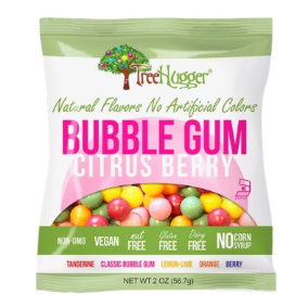 Front of Tree Hugger Natual Vegan Bubble Gum Citrus Berry