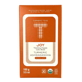 Front of Turmeric Teas Joy Latte Blend Turmeric Ashwagandha