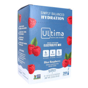 Front of Ultima Replenisher Electrolyte Drink Mix Blue Raspberry