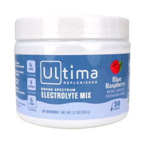 Front of Ultima Replenisher Electrolyte Drink Mix Blue Raspberry, 30 Servings