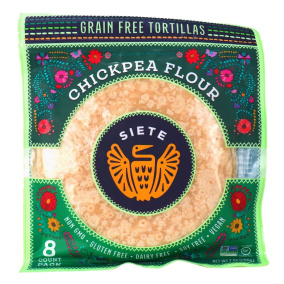 Front of Siete Grain Free Chickpea Flour Tortilla