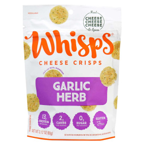Front of Whisps Garlic & Herb Parmesan Cheese Crisps, 60g