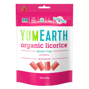 Front of YumEarth Gluten-Free Organic Licorice Strawberry, 142g