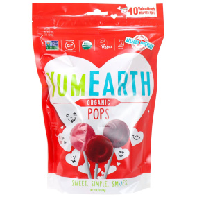 Front of YumEarth Organic Valentine’s Day Pops, 40 Pops