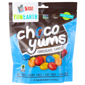 Front of YumEarth Choco Yums Chocolate Candies, 5 Pack